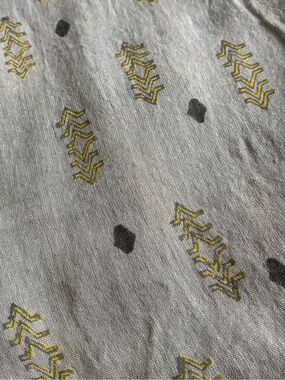 Light Gray Embroidered Fabric Top in Yellow Accent